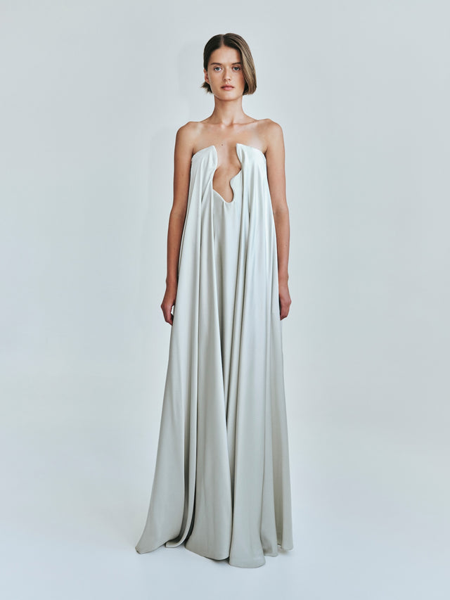 Textured Silk Salacia Strapless Gown