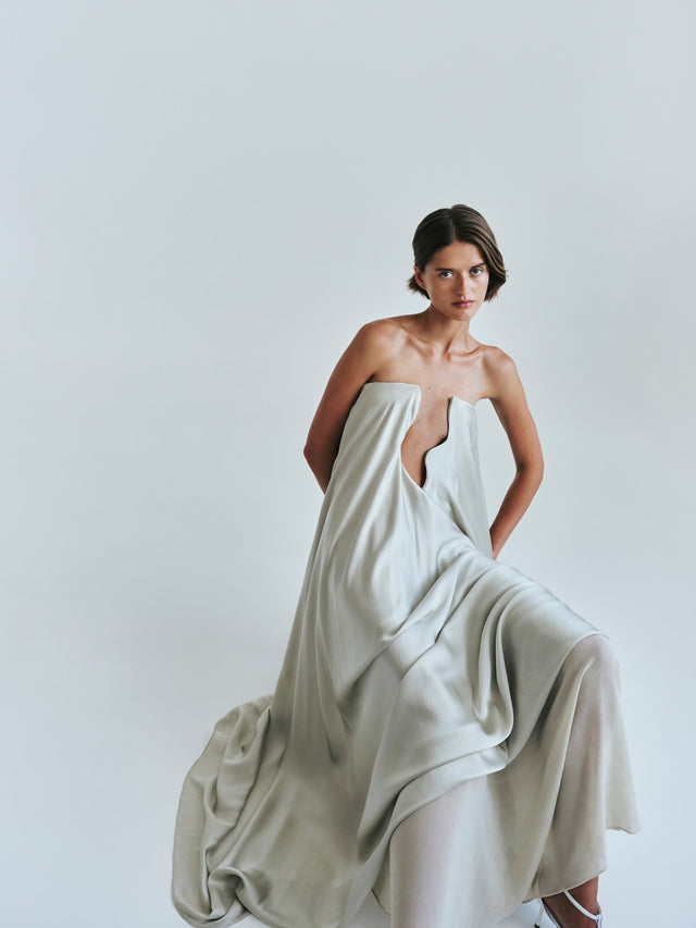 Textured Silk Salacia Strapless Gown