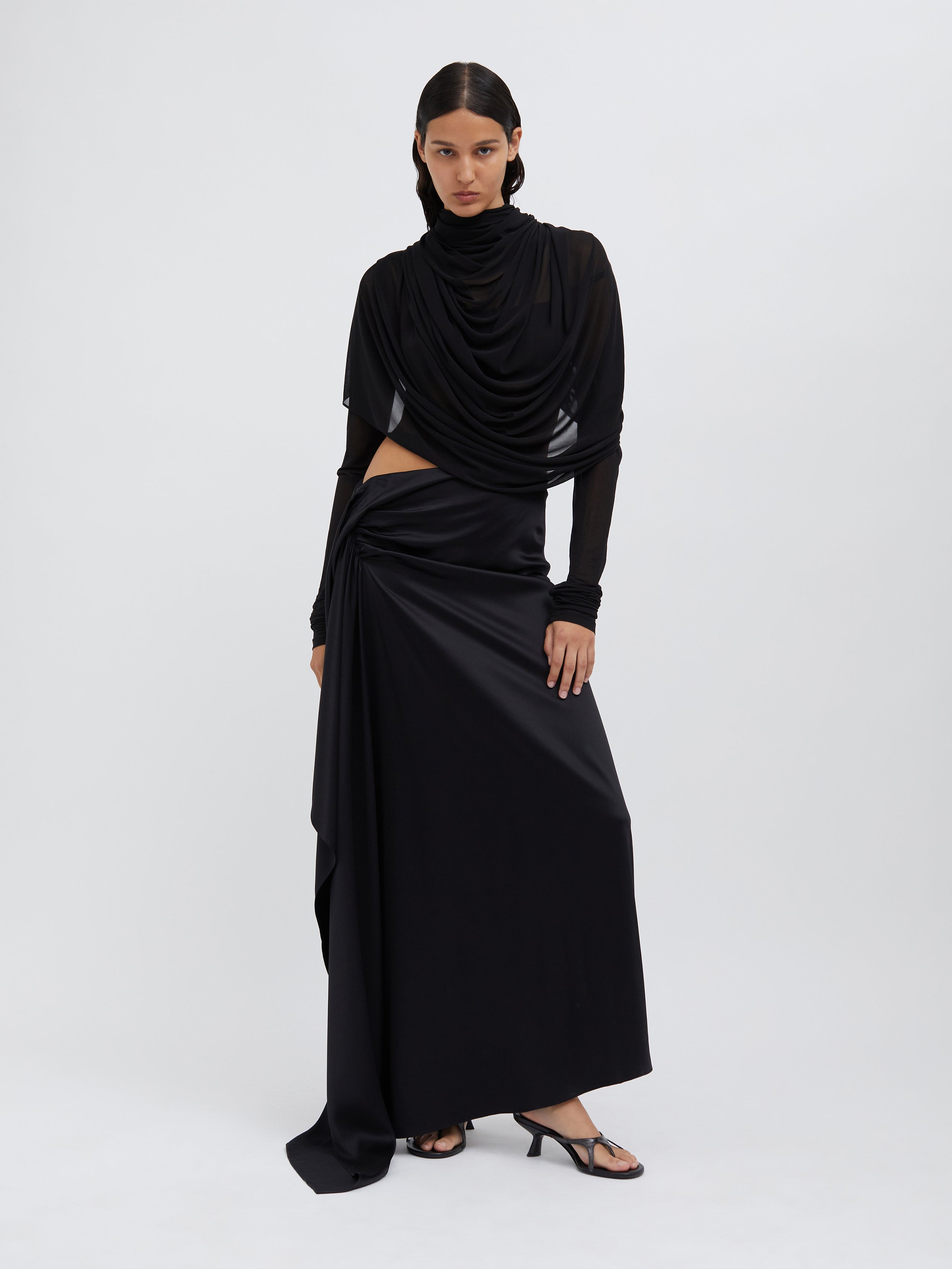 Cusco Silk Elongated Drape Skirt