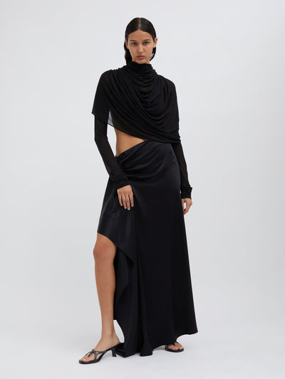 Cusco Silk Elongated Drape Skirt