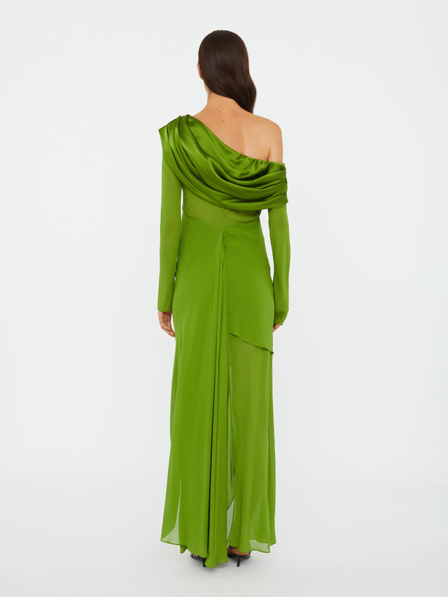 Silk Draped Shawl Dress