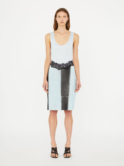 Ribbed Scuffed Leather Tank Dress