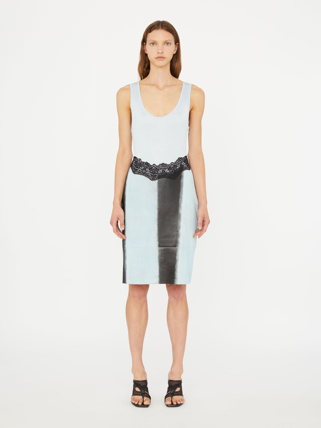 Ribbed Scuffed Leather Tank Dress