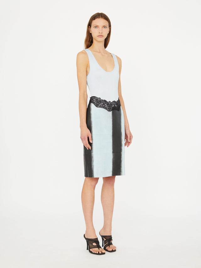 Ribbed Scuffed Leather Tank Dress