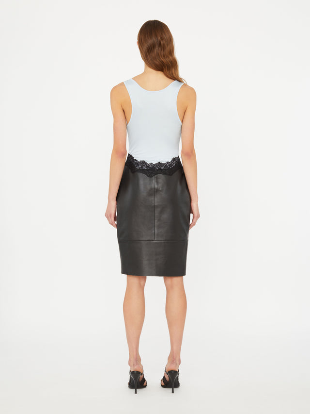 Ribbed Scuffed Leather Tank Dress