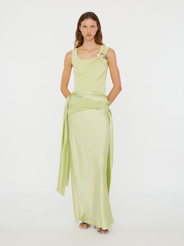 Knotted Silk Gather Skirt