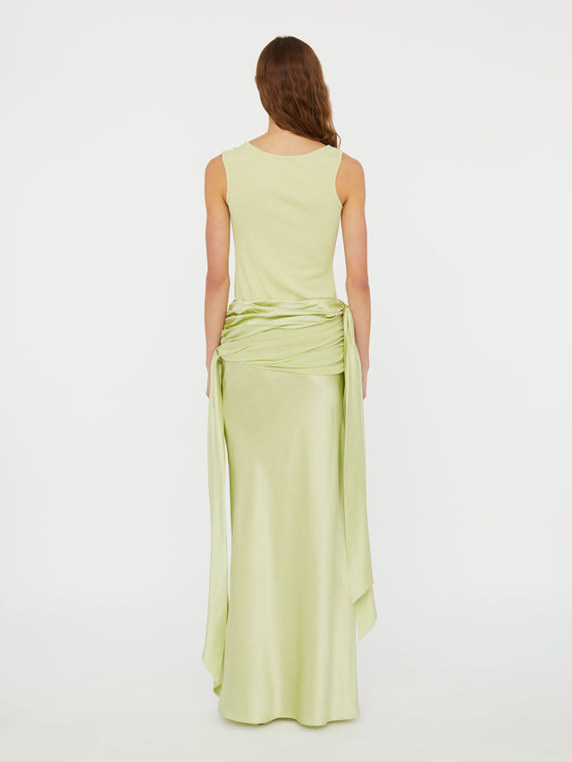Knotted Silk Gather Skirt