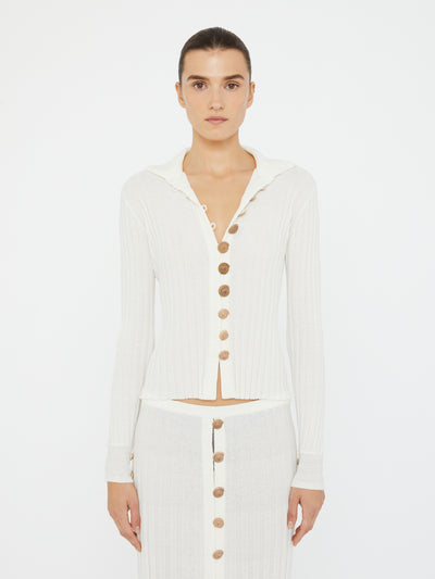 Sundial Shell Ribbed Knit Cardigan