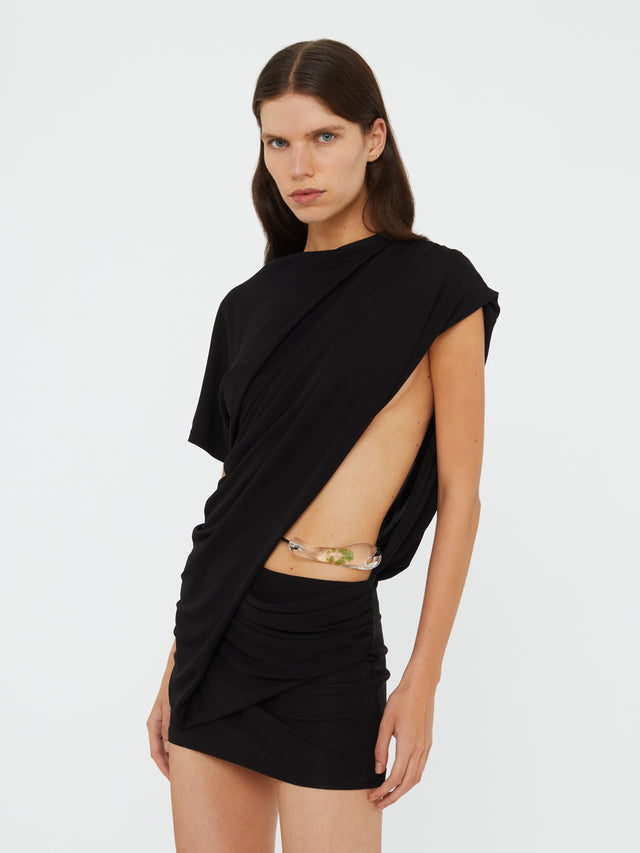 Encased Nature Resin Draped Jersey Dress