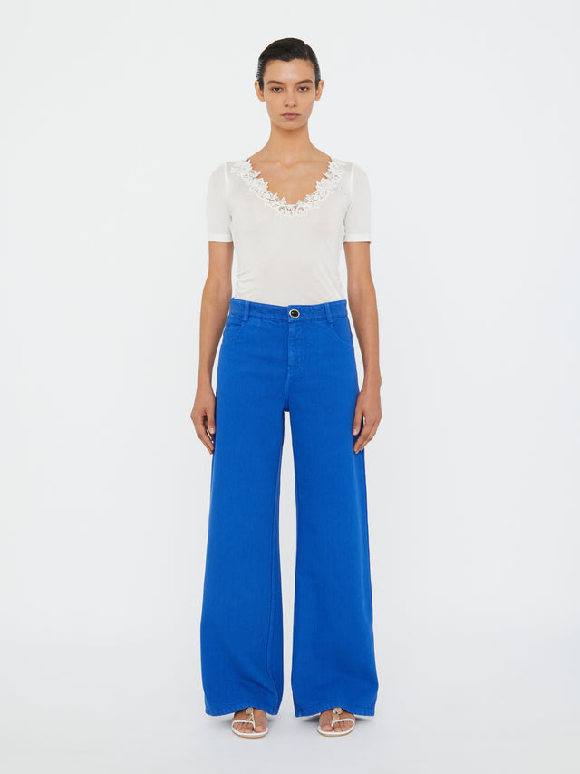 Hibiscus Embroidered Rib Tee