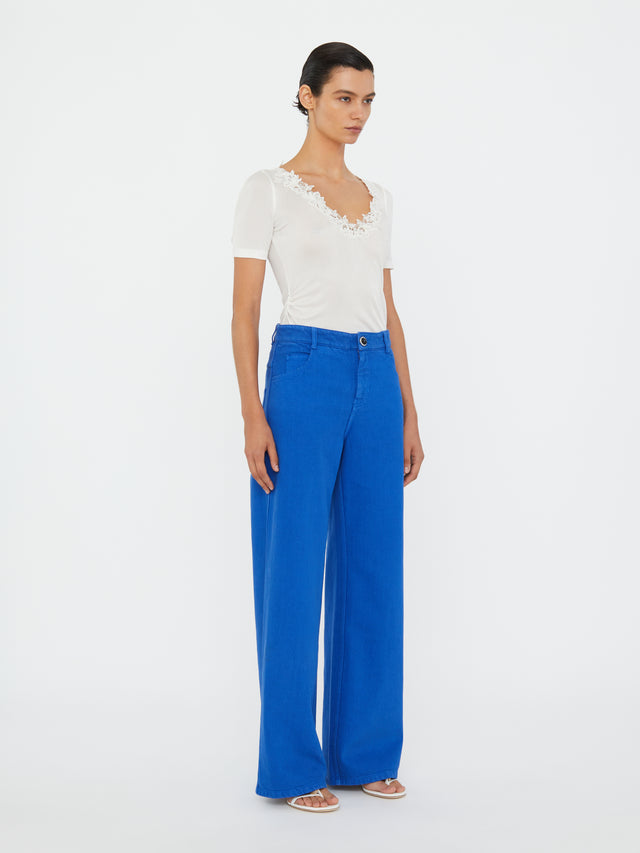 Hibiscus Embroidered Rib Tee