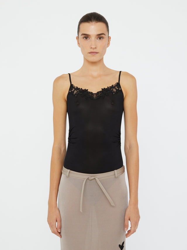 Hibiscus Embroidered Rib Bodysuit