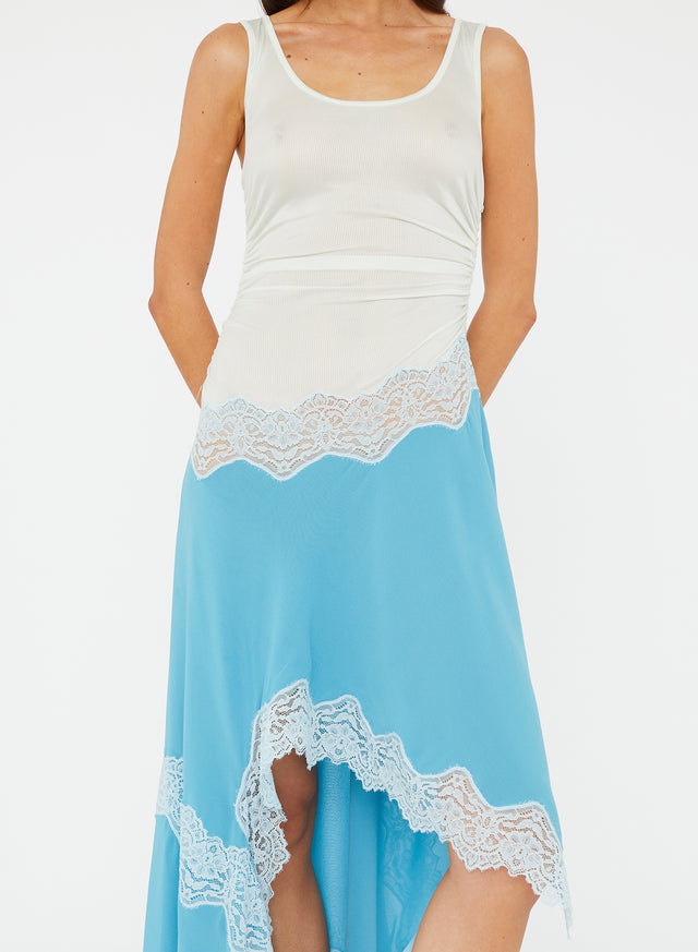 Cutaway Lace Gathered Tank Dress