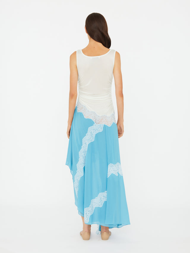 Cutaway Lace Gathered Tank Dress