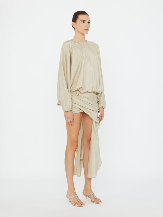Parachute Silk Drape Mini Dress