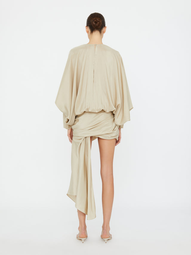 Parachute Silk Drape Mini Dress