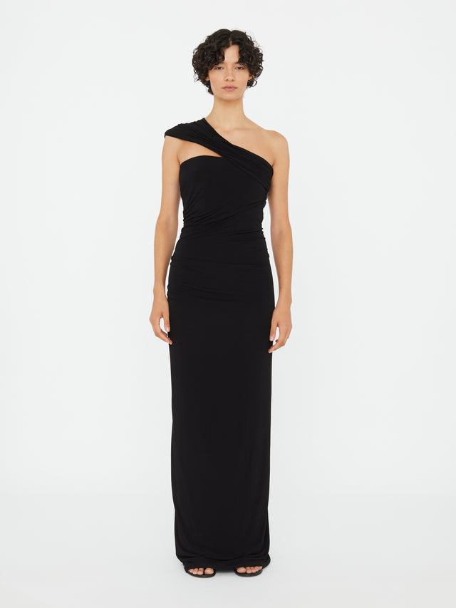 Beach Glass Draped Jersey Strapless Dress