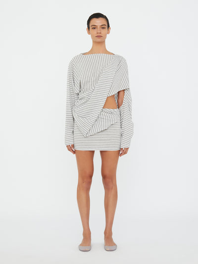 Aiba Draped Cotton Jersey Long Sleeve Dress