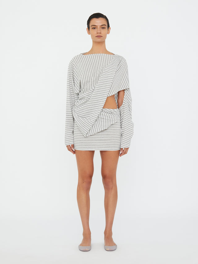Aiba Draped Cotton Jersey Long Sleeve Dress