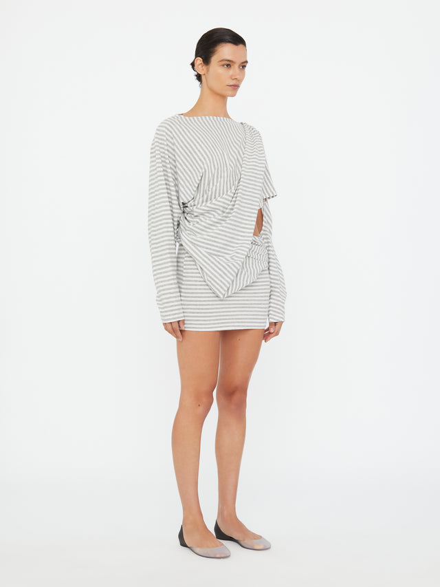 Aiba Draped Cotton Jersey Long Sleeve Dress
