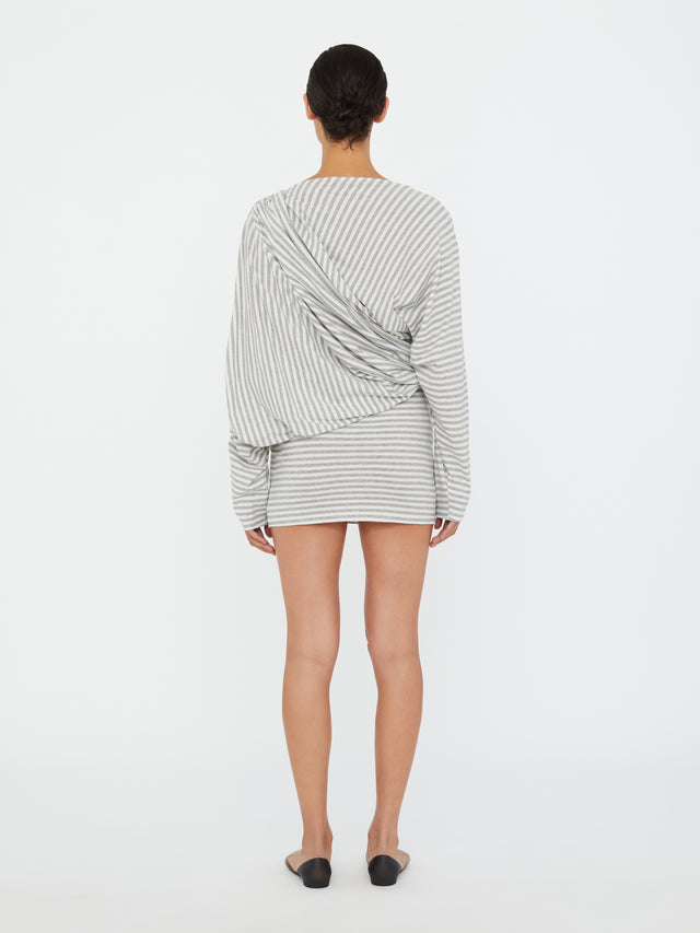 Aiba Draped Cotton Jersey Long Sleeve Dress