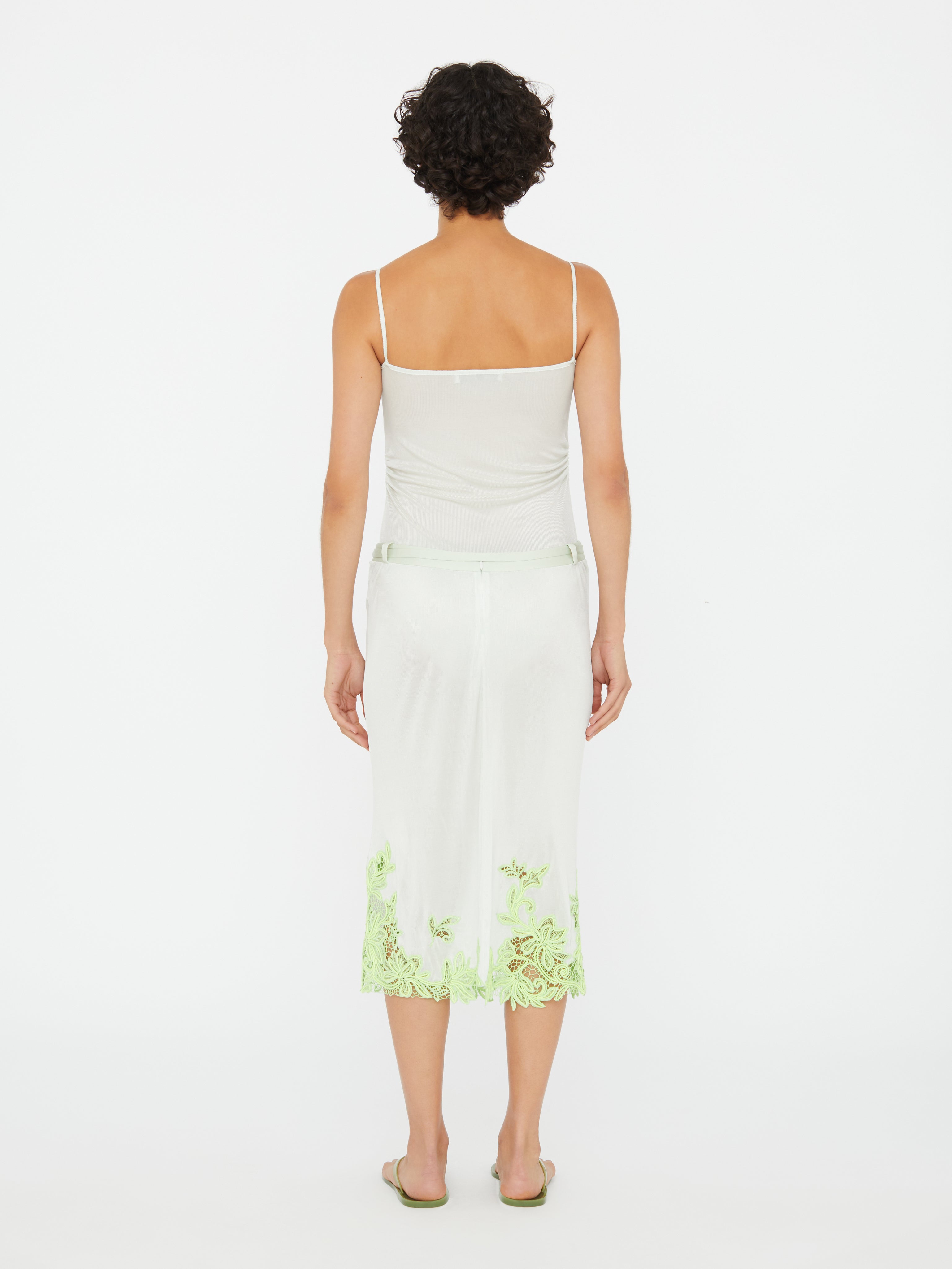 Hibiscus Embroidered Rib Skirt
