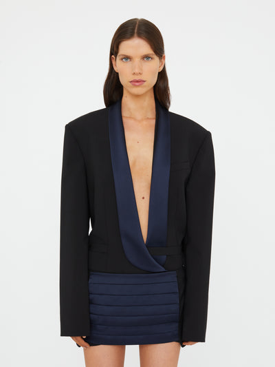 Tuxedo Contrast Wool Blazer