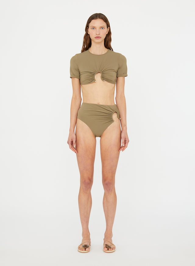 Ruched Crescent Swim Tee