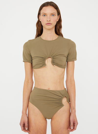 Ruched Crescent Swim Tee