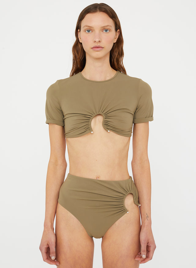 Ruched Crescent Swim Tee