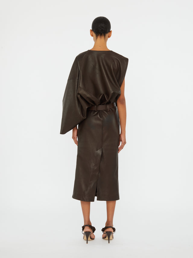 Swaddled Belted Leather Dress