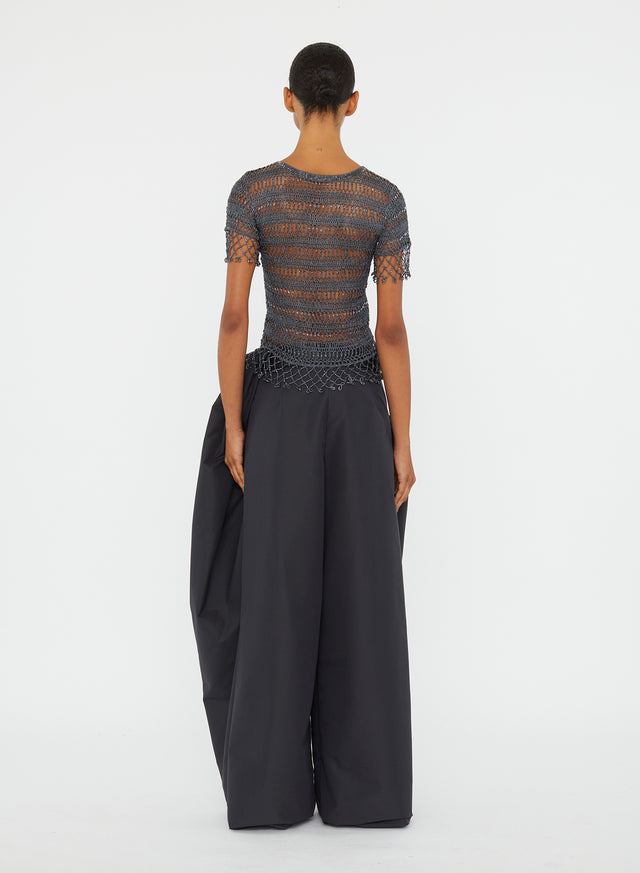 Cocoon Belted Taffeta Trouser
