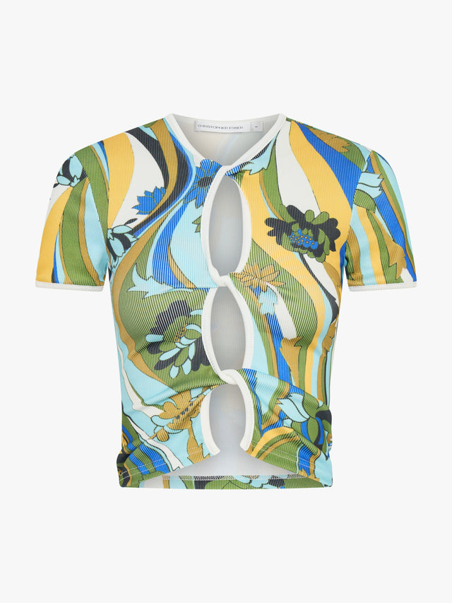 Acidic Floral Open Twist Tee