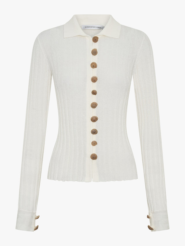 Sundial Shell Ribbed Knit Cardigan