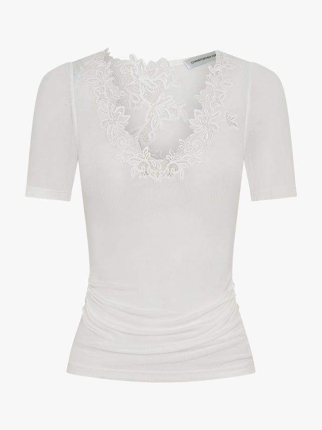 Hibiscus Embroidered Rib Tee