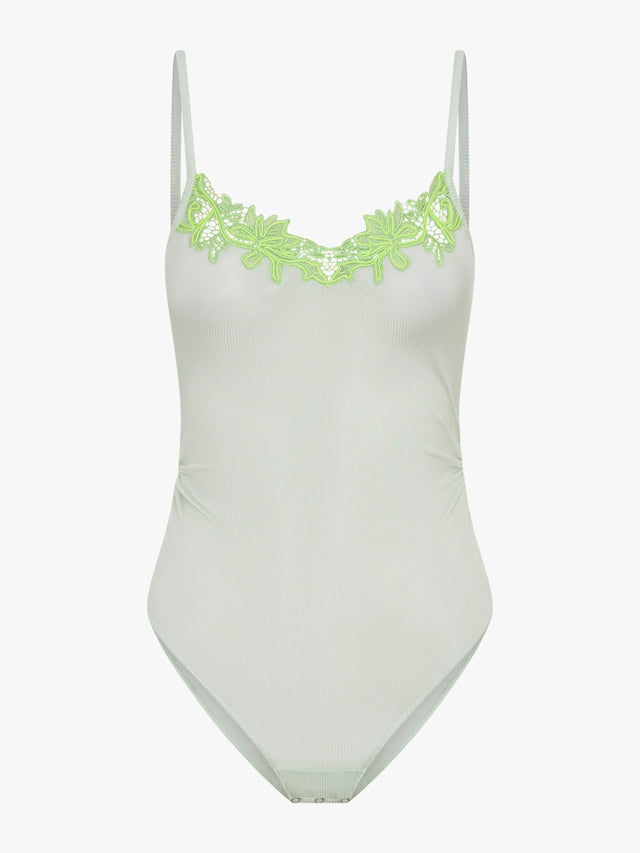 Hibiscus Embroidered Rib Bodysuit