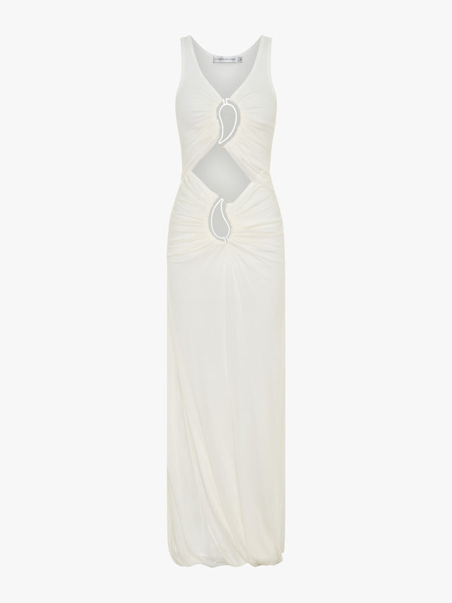 Paisley Overlay Disconnect Encased Dress
