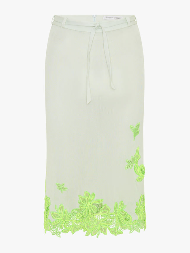 Hibiscus Embroidered Rib Skirt