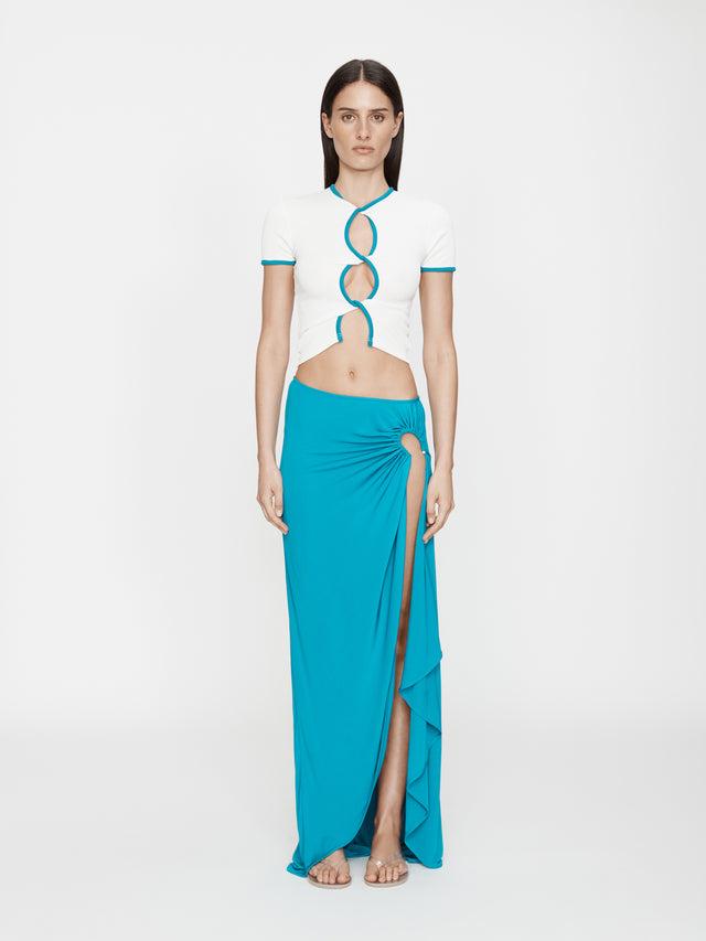 Open Twist Contrast Bind Tee