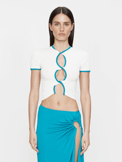 Open Twist Contrast Bind Tee