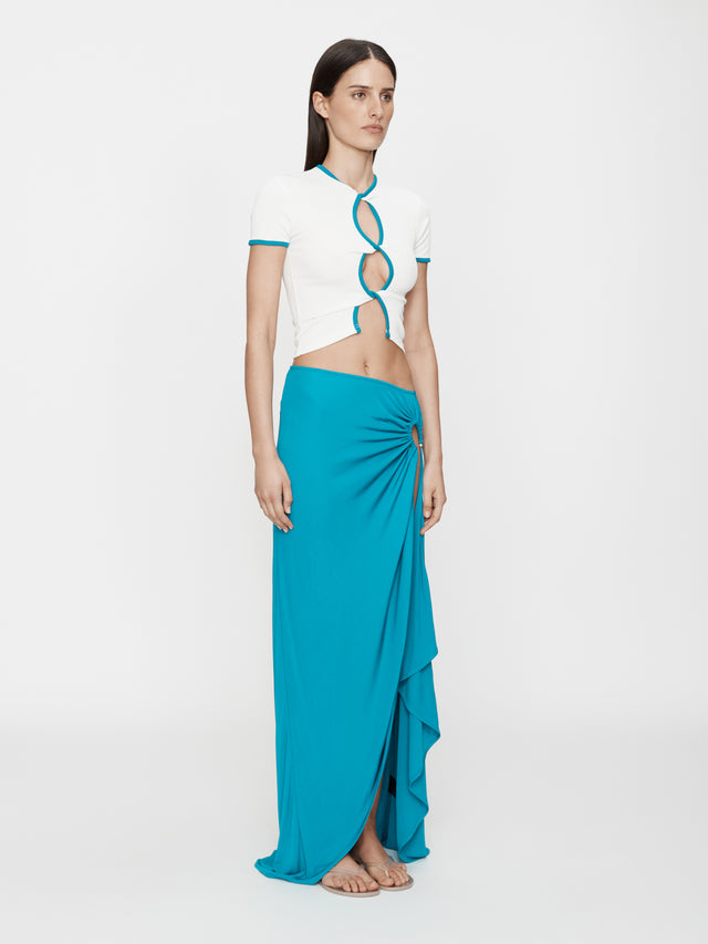 Open Twist Contrast Bind Tee