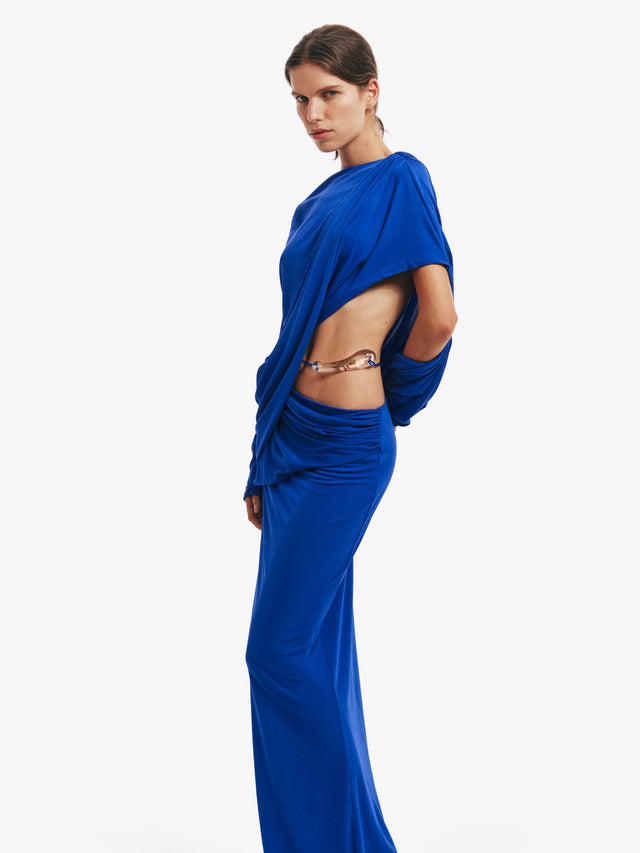 Encased Nature Resin Draped Jersey Dress