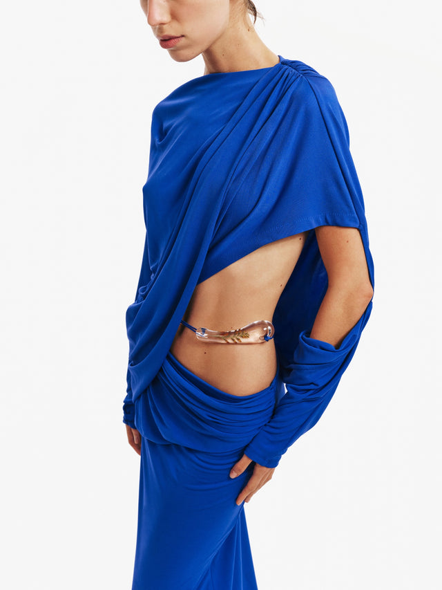 Encased Nature Resin Draped Jersey Dress
