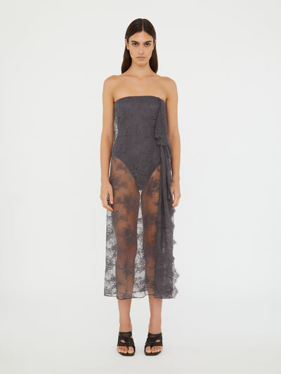 Floating Lace Strapless Dress