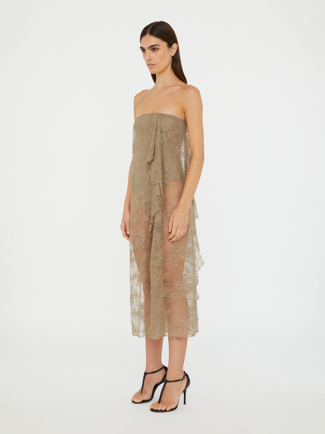 Floating Lace Strapless Dress