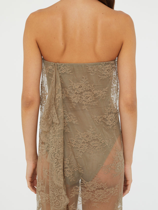 Floating Lace Strapless Dress