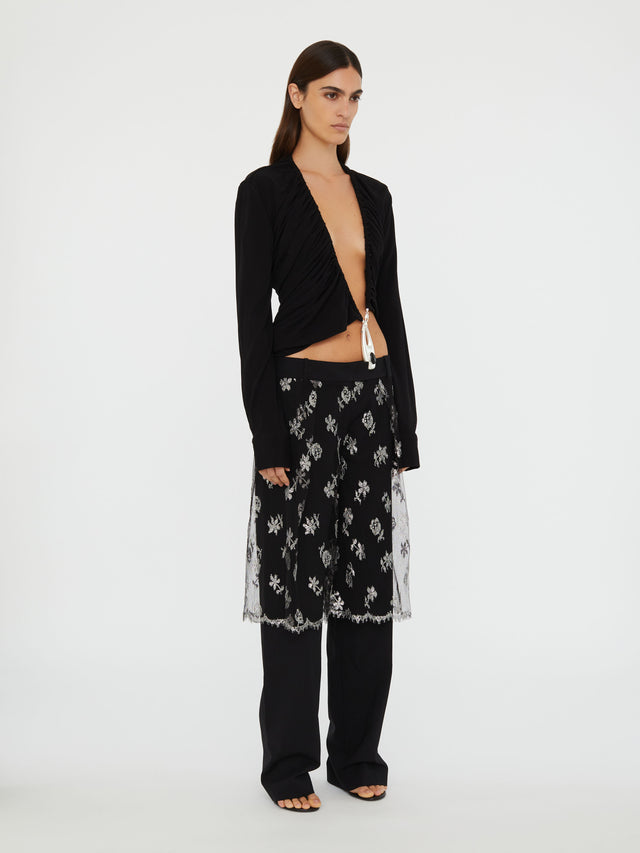 Lace Sarong Wool Trouser