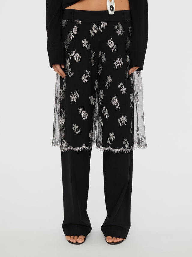 Lace Sarong Wool Trouser