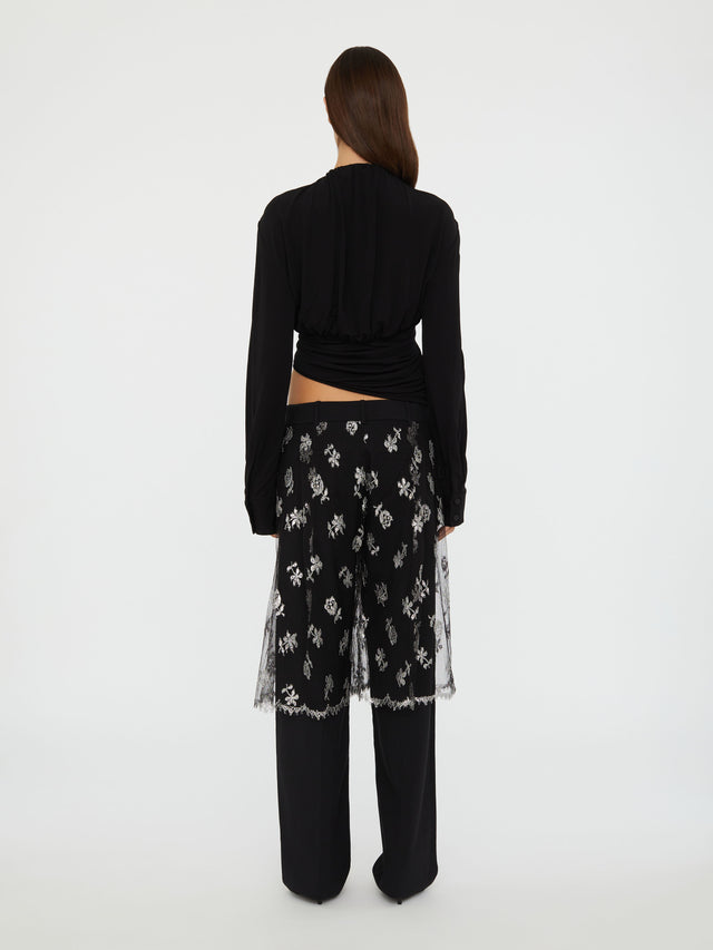 Lace Sarong Wool Trouser
