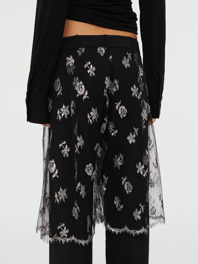 Lace Sarong Wool Trouser